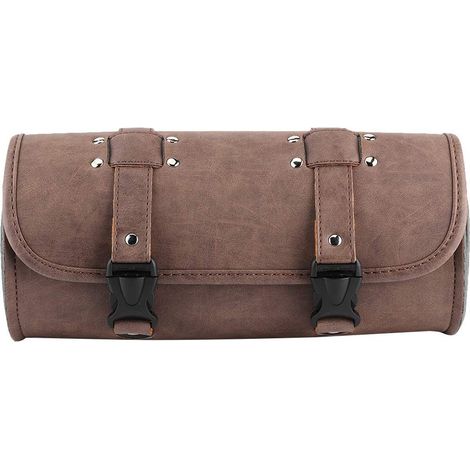 Sacoches marron rétro PU latérales, pochette de rangement pour outils, style universel en cuir (1/5)