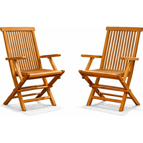 Set aus 2 Klappstühlen aus massivem Teakholz TECK