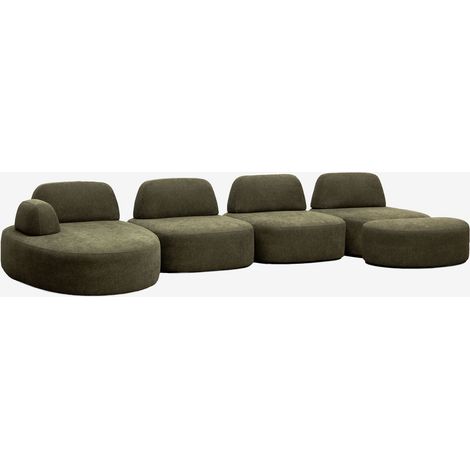 Sofá modular chaise longue izquierdo de 4 piezas y puff tapizado Giorgia SKLUM        (1/5)