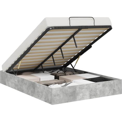 Maison Exclusive - Cadre de lit ottoman Gris Béton 135 x 190 cm Bois d’ingénierie (1/5)