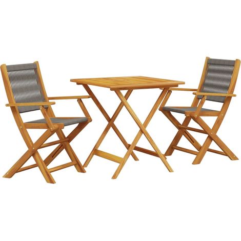Maison Exclusive - 3-tlg. Bistro-Set Grau Polypropylen und Massiv