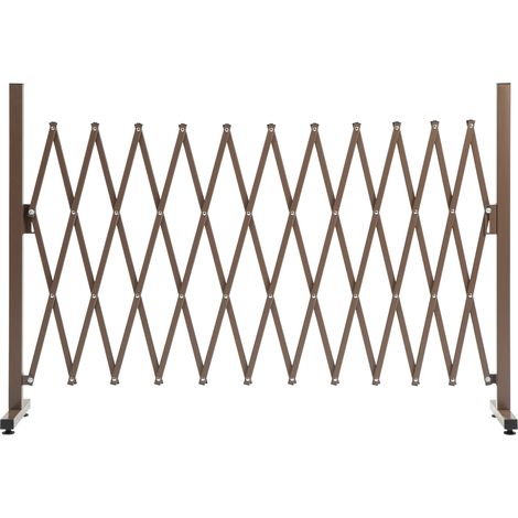 Clôture de jardin à largeur réglable, métal et aluminium, 300 x 31 x 103,5 cm, marron foncé