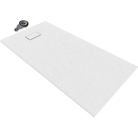 i-flair weiße SMC Duschwanne – 26 mm flach inkl. Ablaufgarnitur mit Deckel 160x70 cm (1/5)