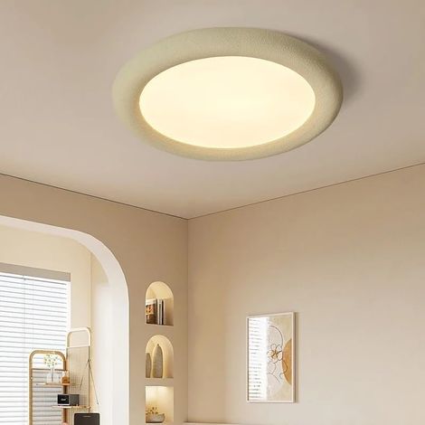 Luminaire scandinave beige – Rond – Résine/acrylique – LED – Chambre/salon – Moderne nordique