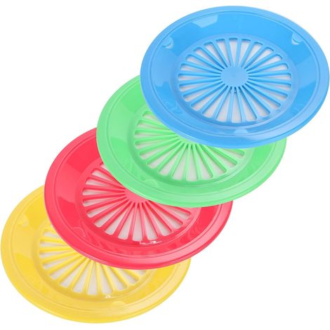 10 Inch Round Hollow Basket Drain Basket Outdoor Picnic Food Placement Plate Grill Plate Drain Basket (Set Of 12 - Assorted Colors) (1/5)
