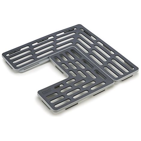Joseph Joseph Sink Saver - Tappetino protettivo per lavello da cucina regolabile in 2 pezzi con piedini antiscivolo, grigio (1/4)