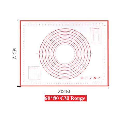 MINKUROW Antihaft-Silikon-Backmatte Teigmatten mit Abmessungen 1 Stück für 80 x 60 cm (rot) (1/5)