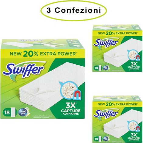 Swiffer panni cattura polvere per scopa swiffer con profumazione ambi pur 3 confezioni da 18 panni
