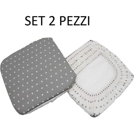 Cuscino Coprisedia Mollettone imbottito con fascia elastico GRIGIO FANT.CUORE SET 2 PEZZI