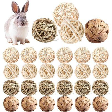 Jouets À Mâcher Pour Petits Animaux, Boules D'herbe À Mâcher, Balles À Mâcher Lapin Balles De Jeu Pour Hamsters Chinchillas Cochons D'Inde Gerbille (1/5)