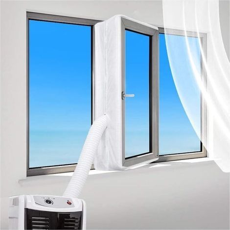 Tissu d'étanchéité pour climatisation, pour fenêtre, porte, kit de climatisation mobile, isolation fraîche, installation facile et pratique (fenêtres de 400 x 35 cm) (1/5)