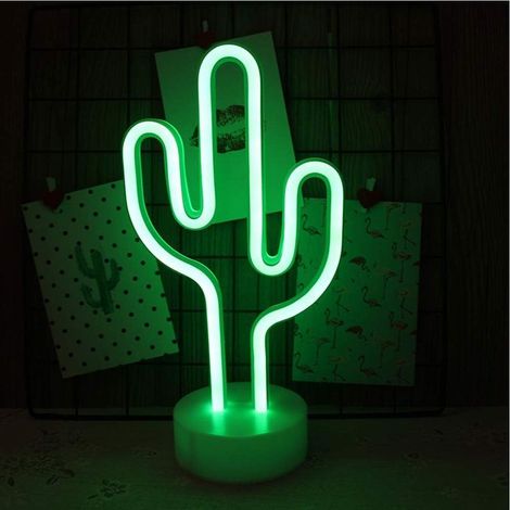 1 Enseigne lumineuse LED Cactus, alimentation USB ou piles, décoration murale salon chambre enfant fête (1/3)