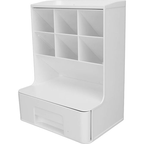 Aufbewahrungsbox mit schrägem Steckerdesign, großes Fassungsvermögen, Stiftehalter aus Kunststoff, Schreibtischablage, reinweiß (1/5)