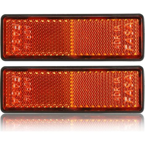 2xCatadioptre Jaune,Rectangulaire,Adhesif, E11,97.7x32x9mm,Catadioptre pour Vehicule,Réflecteur de Remorque,Signalisation Remorque,Catadioptre Remorque (Rectangulaire/Jaune/Adhesif/2Pcs) (1/5)