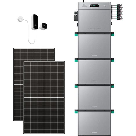 Zendure SolarFlow 2400 Pro – 2400W AC bidirektional, 4800W PV-Eingang, bis 16,8 kWh erweiterbar, Plug & Play, IP65, mit Smart Meter D0 (2.4 kWh), 4xAB3000L (11.52 kWh), 500W×2 bifazialen Panels