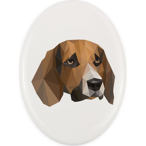 Beagle: un azulejo geométrico con foto e inscripción de Art-Dog (1/4)