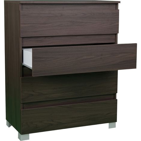 Cassettiera in legno 4 cassetti maniglia gola 81x101h cm Olmo Caffe' (1/4)