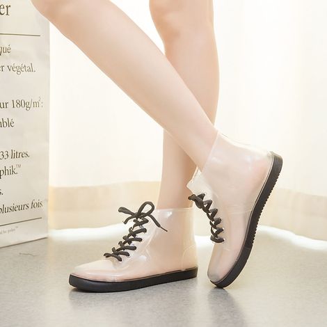 Bottes De Pluie Courtes En Pvc Transparent Antidérapantes Pour Adultes Extérieur Noir Taille 35 (1/4)