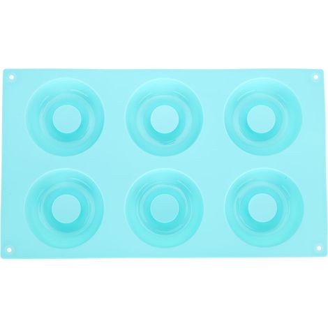 Moule à beignets en silicone à 6 cavités, antiadhésif, pour la confection de gâteaux et de biscuits, accessoire de cuisine (cyan) (1/5)