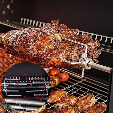 Fourchette Tourne Broche - Pour Rôtissoire À Gril - Compatible Tige Carrée 1 À 10 Mm - Lot De 2 Pièces (1/4)