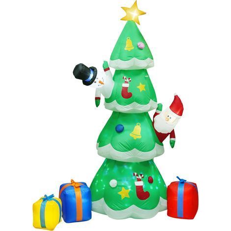 Autres décorations de Noël, sapin de Noël gonflable avec LED, décorations de sapin de Noël, décorations de Noël, jardin, terrasse, patio, cour, intérieur/extérieur, 250 cm (1/4)
