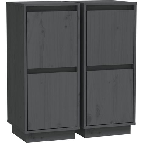 Aparador buffet cómoda armario mueble organizador cocina salón salón juego de 2 31,5 x 34 x 75 cm madera maciza de pino gris 020036835