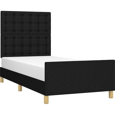 Bed Frame without Mattress with Headboard Black 90x190cm Fabric vidaXL (1/2)