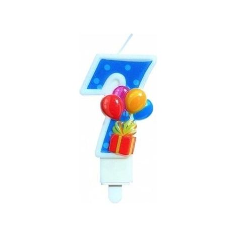 Vela de cumpleaños número 7 con globos