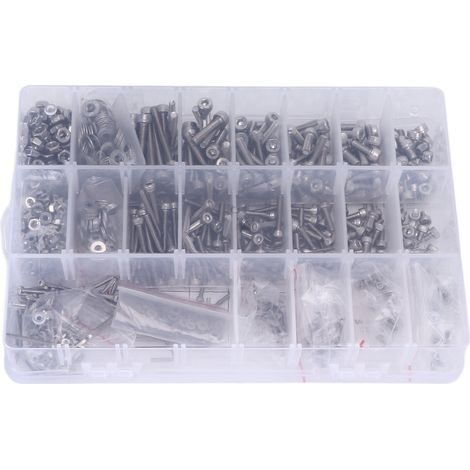 Kit de 1080 vis, écrous et joints M2, M3 et M4 en acier inoxydable à tête hexagonale creuse pour voitures, camions et navires. (1/5)