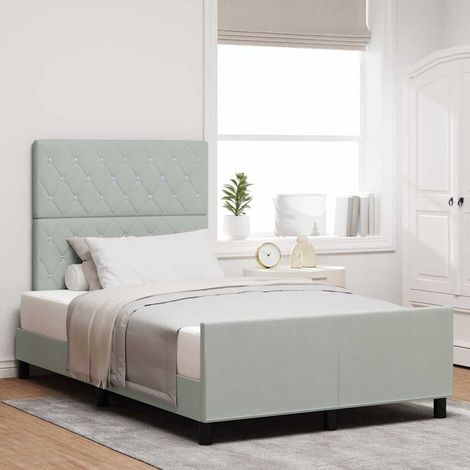 Boxspringbett mit Kopfteil Hellgrau 120 x 200 cm Samt