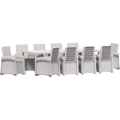 Maison Exclusive - Set da Pranzo per Giardino 11 pz Bianco e Grigio Chiaro PP (1/5)