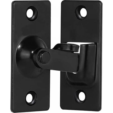 Loquet de porte coulissante à angle droit en acier inoxydable à 90 degrés, boucle pliante pour porte et fenêtre coulissantes de grange (noir) (1/5)