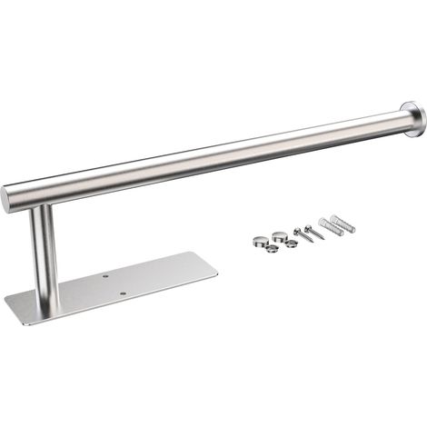 Soporte de pared para toallas de papel, acero inoxidable, instalación con adhesivo 3M o taladro, apto para cocina y baño, gris