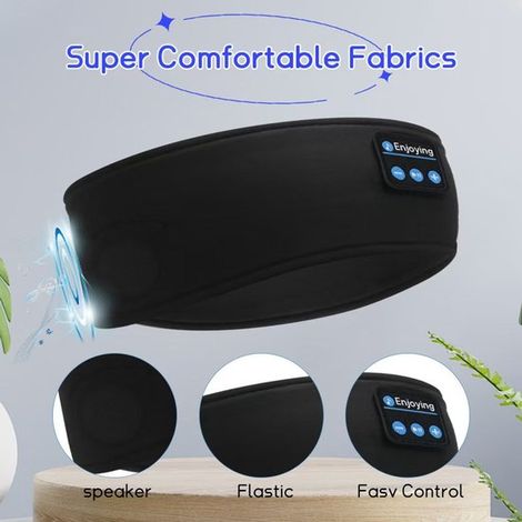 Diadema Bluetooth negra para dormir, hacer ejercicio, hablar por teléfono y practicar yoga de forma informal.