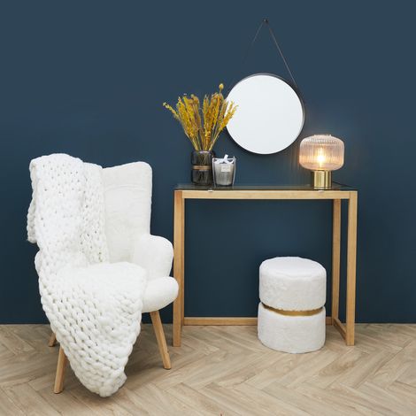 Miroir Rond Avec Anse Pu Noir 50cm (1/5)
