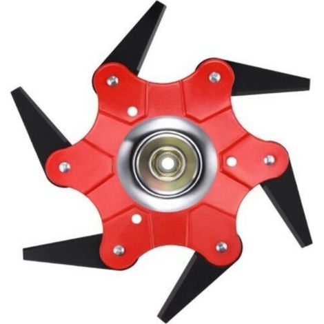 Lama per decespugliatore a 6 denti, per vegetazione alta e fitta, realizzata in acciaio temprato di 3 mm di spessore, compatibile con Stihl, Husqvarna, Mitox, Echo, Kawasaki e altre marche. (1/4)