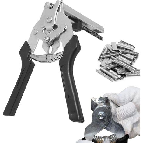Pince à saucisses, pince annulaire avec 1200 clips, pince à ongles M en acier inoxydable, pince de fixation pour fixation de clôture, montage rembourré, cages pour animaux (noir) (1/5)