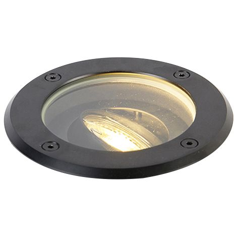 Qazqa – Spot encastré extérieur noir orientable IP65 – Acier inoxydable – Douille GU10 – Étanche pour jardins et terrasses