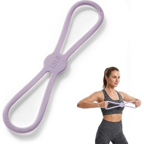 Bandes résistance forme 8 bleu‑violet 68 kg poignées antidérapantes, fitness corps complet maison (1/2)