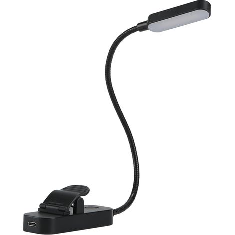 Lámpara de lectura LED flexible con clip, marcapáginas para el cuidado de la vista, recargable por USB, con atenuación continua. (1/5)