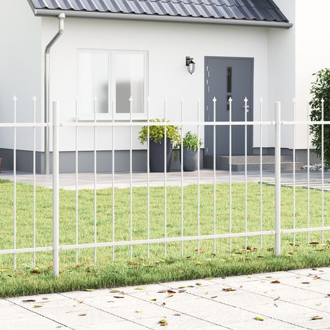 Gartenzaun mit Spitze Weiß 10,2x1 m aus Stahl vidaXL514127