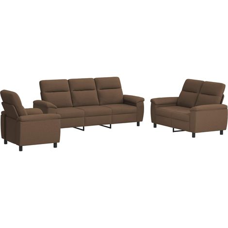 Sofa-Set 3 pcs Braun Stoff vidaXL