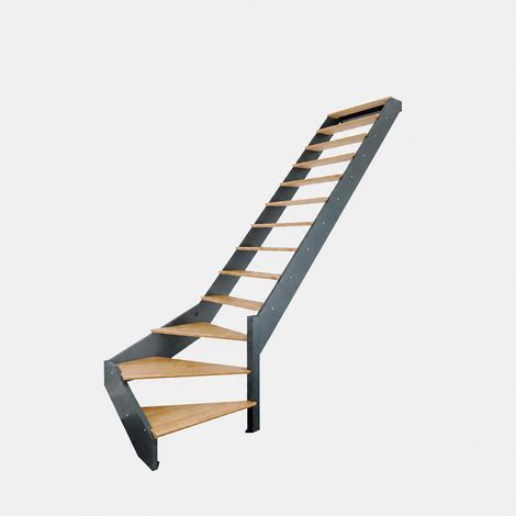 Escalier quart-tournant droit gris anthracite, Spark KORDO