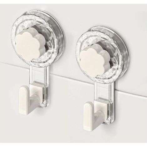 Accroche Serviette Salle de Bain, Crochet Ventouse Extra Puissantes Réutilisables pour Salle de Bain, Cuisine, Camping & Voiture, Bathroom Towel Suction Hooks (Clear+White, 11.26.24.3cm2) (1/5)