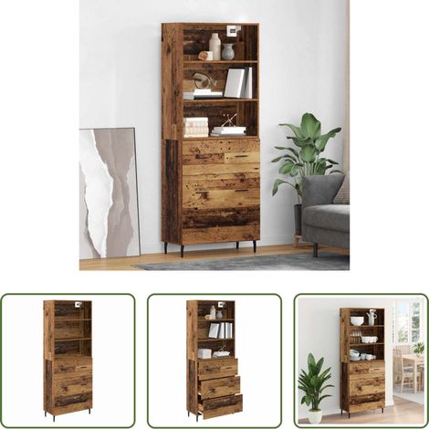 vidaXL Buffet salle à manger - Haut Armoire avec tiroir 2 pcs Bois Ancien Bois d'ingénierie (1/5)