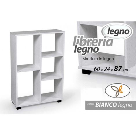Scaffale in Legno Ermes cm 60x24xh.87 Colore Bianco