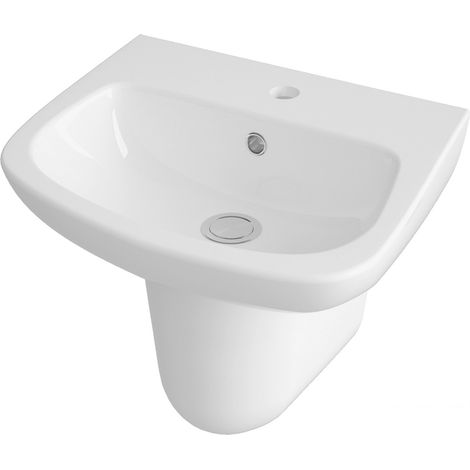 Nuie Ambrose Basin and Semi Pedestal 450mm Wide - 1 Tap Hole (1/4)