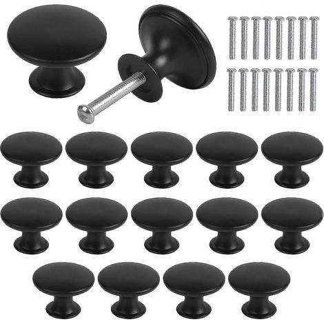 Lot de 12 boutons de meubles noirs vintage, boutons de coiffeuse en métal, poignées de tiroir rondes à un seul trou, poignées pour armoires de salle de bain et de cuisine, portes de placard et portes (1/5)