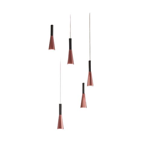 Lustre Suspendu Cone Or-Rose Noir 5X7W 3000K Perenz (1/4)