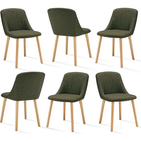 Goeurvant Moderne Esszimmerstühle mit dicker Sitzpolsterung, ergonomischer Rückenlehne und Holzbeinen, Stil und Komfort in einem - 6er Set - Grasgrün
